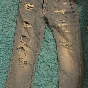 Distressed Blue Womens Jeans